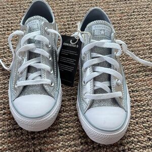 Converse Kids Shiny Silver Sneakers